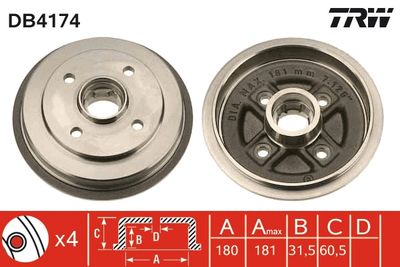 Brake Drum TRW DB4174