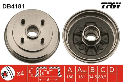 Brake Drum TRW DB4181