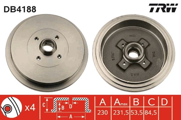 TRW DB4188 Brake Drum