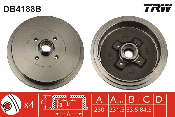 TRW DB4188B Brake Drum