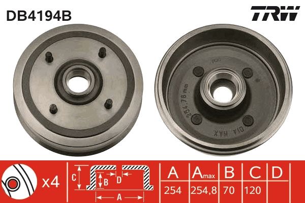 TRW DB4194B Brake Drum