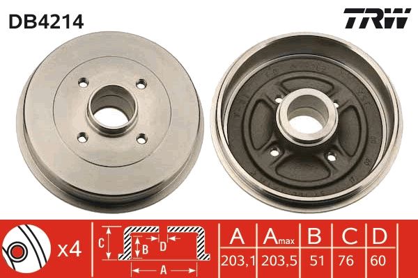 TRW DB4214 Brake Drum