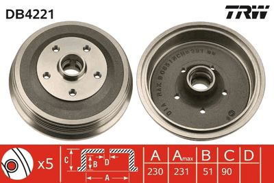 Brake Drum TRW DB4221