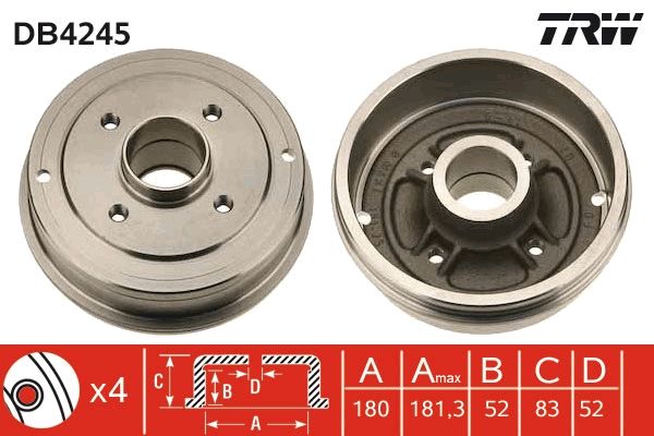 TRW DB4245 Brake Drum