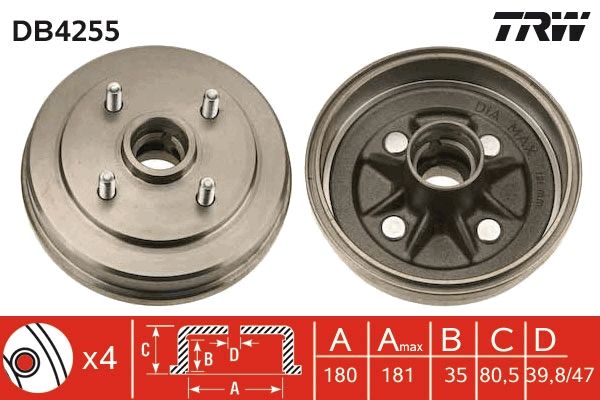 TRW DB4255 Brake Drum