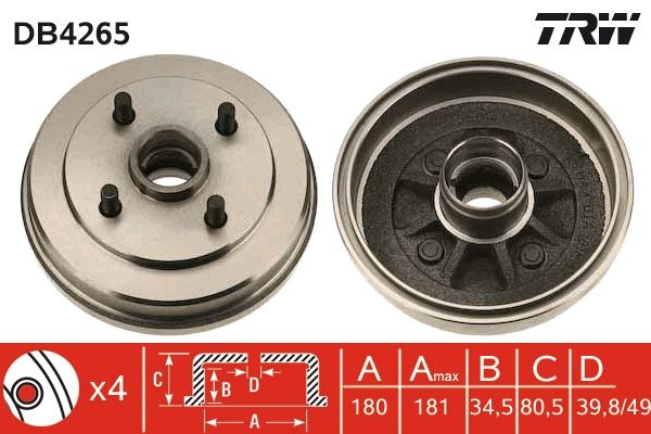 TRW DB4265 Brake Drum