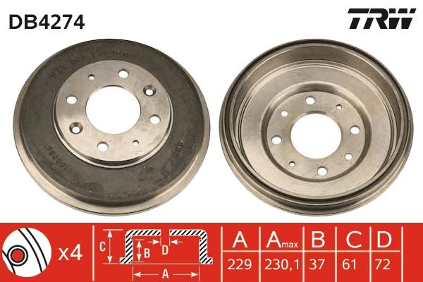 TRW DB4274 Brake Drum