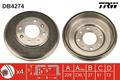 Brake Drum TRW DB4274