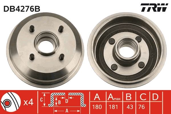 TRW DB4276B Brake Drum