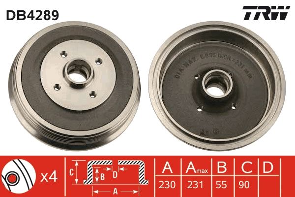 TRW DB4289 Brake Drum