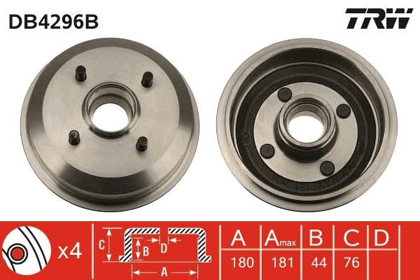 TRW DB4296B Brake Drum