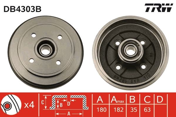 TRW DB4303B Brake Drum
