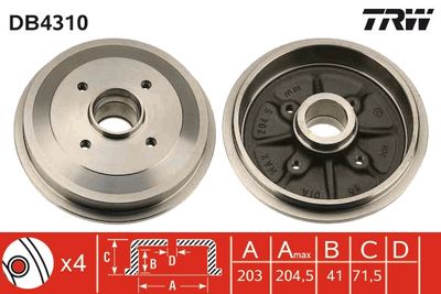 Brake Drum TRW DB4310