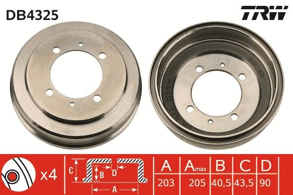 TRW DB4325 Brake Drum