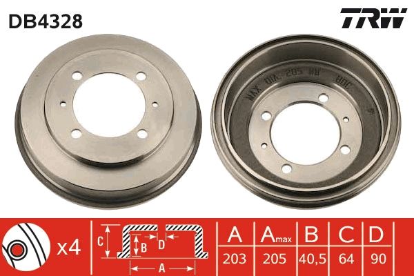 TRW DB4328 Brake Drum