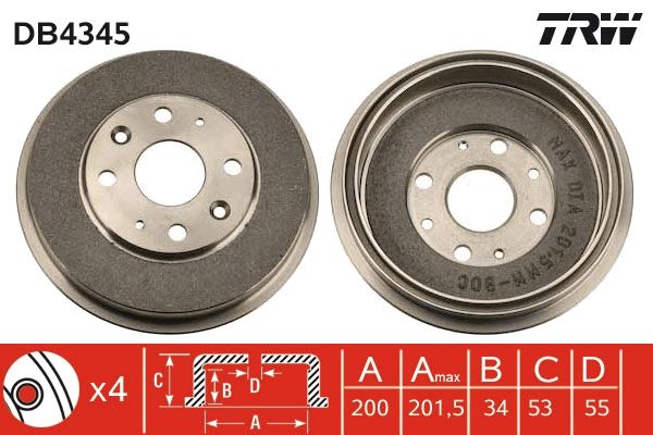 TRW DB4345 Brake Drum