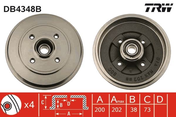 TRW DB4348B Brake Drum