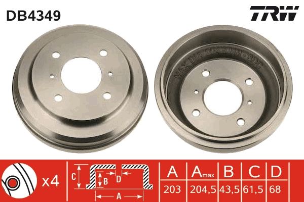 TRW DB4349 Brake Drum