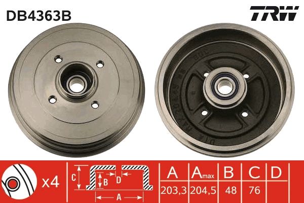 TRW DB4363B Brake Drum