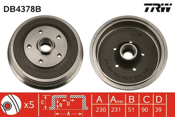 TRW DB4378B Brake Drum