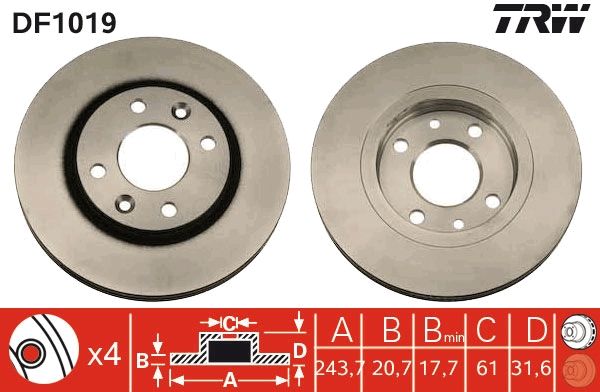 TRW DF1019 Brake Disc