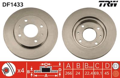 Brake Disc TRW DF1433