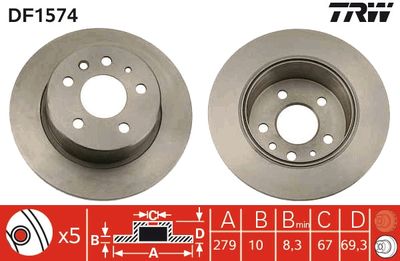 Brake Disc TRW DF1574