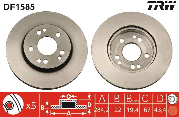 TRW DF1585 Brake Disc