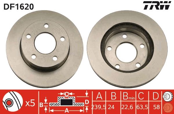 TRW DF1620 Brake Disc