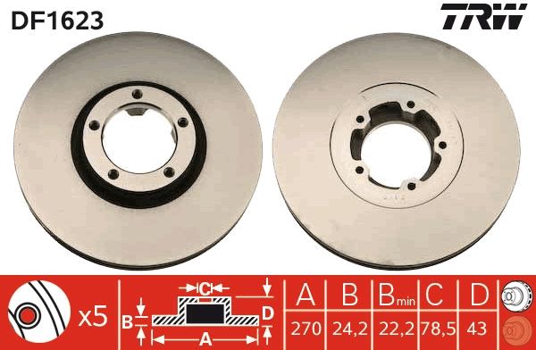 TRW DF1623 Brake Disc