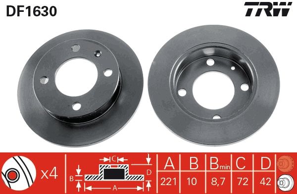 TRW DF1630 Brake Disc