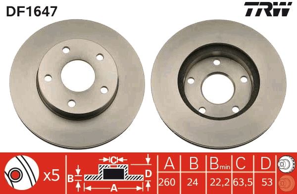 TRW DF1647 Brake Disc