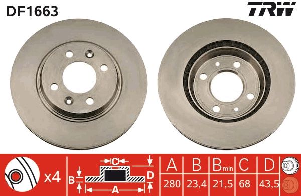 TRW DF1663 Brake Disc