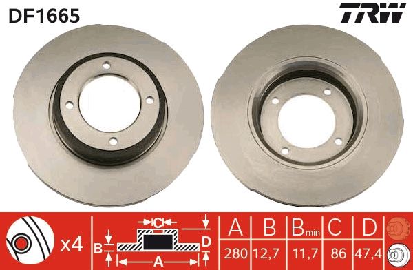 TRW DF1665 Brake Disc