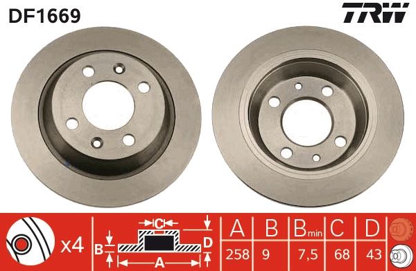TRW DF1669 Brake Disc