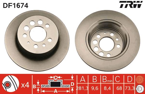 TRW DF1674 Brake Disc