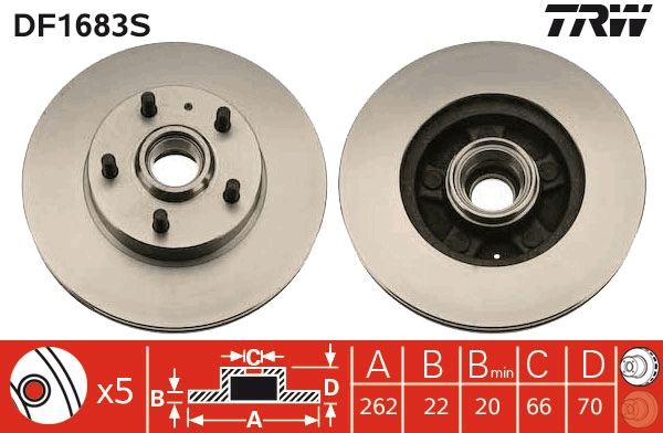 TRW DF1683S Brake Disc