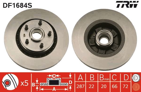 TRW DF1684S Brake Disc