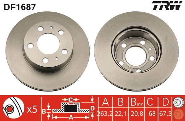 TRW DF1687 Brake Disc