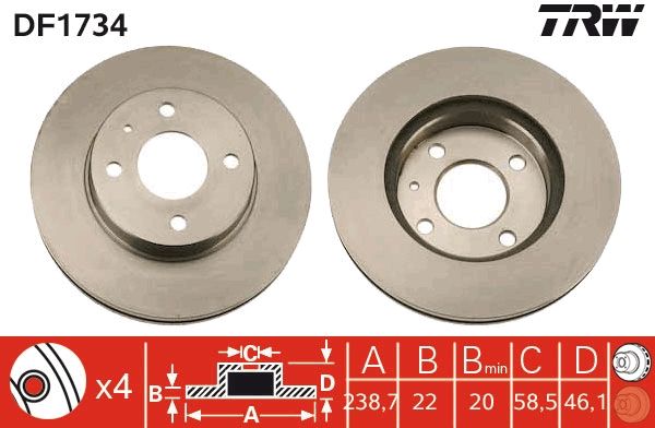 TRW DF1734 Brake Disc