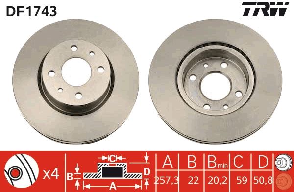 TRW DF1743 Brake Disc