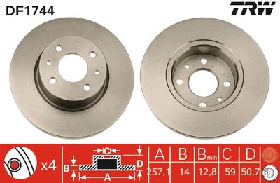 Brake Disc TRW DF1744