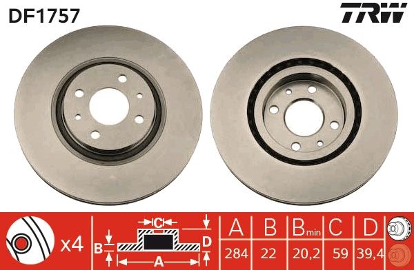 TRW DF1757 Brake Disc