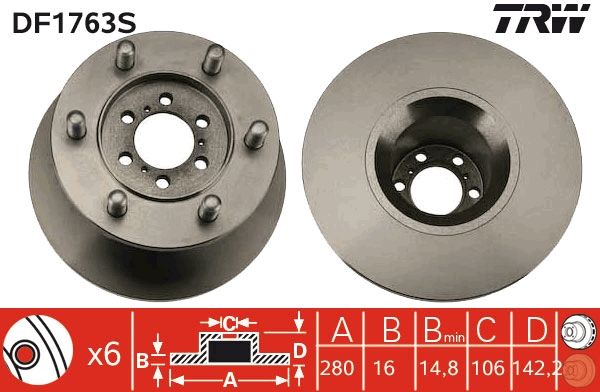 TRW DF1763S Brake Disc