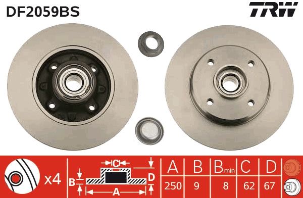 TRW DF2059BS Brake Disc