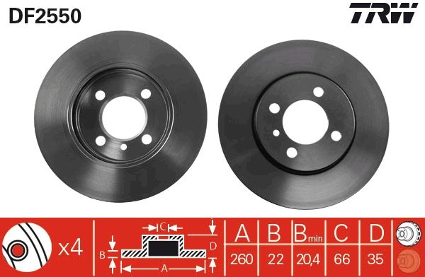 TRW DF2550 Brake Disc