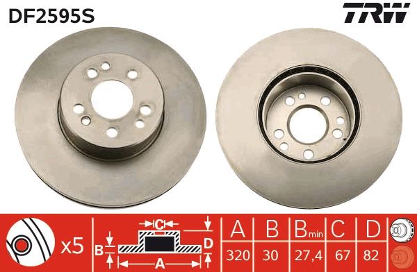 TRW DF2595S Brake Disc