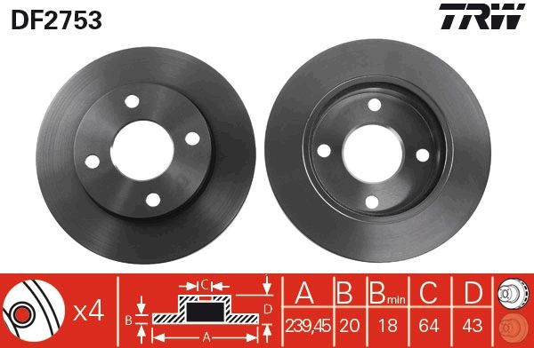 TRW DF2753 Brake Disc