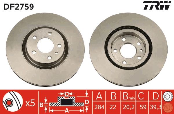 TRW DF2759 Brake Disc