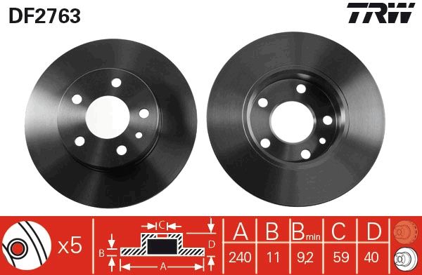TRW DF2763 Brake Disc
